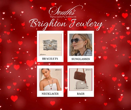 Valentine’s Day is all about the little things that mean the most 💖 Brighton jewelry makes gifting personal, timeless, and full of heart. From meaningful charms to elegant bracelets and necklaces, Brighton pieces are made to celebrate love in all its forms. A gift she can wear now and treasure forever feels just right for Valentine’s Day. Thoughtful. Romantic. Effortlessly beautiful. 💕 #valentinesday #southsclothiers #brightonjewelry #brightonbags #giftsforher | South's Clothiers