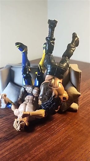 Wrestling Moves w/ Random Objects-Spear Thru The Sofa! #tribalchief #stopmotion #wwe #actionfigures