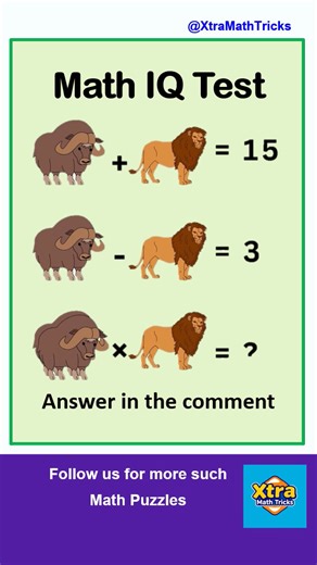 Can you solve the puzzle? Answer in the Comment box. IQ Test | Riddles | Solve the puzzle | Maths Reasoning | Math Puzzles | Math Tricks #mathtricks #mathstricks #iqtest #riddles #puzzles #mathpuzzle #puzzletime #reasoning #feeds #reelsforyou #explore #foryou | Xtra Math Tricks