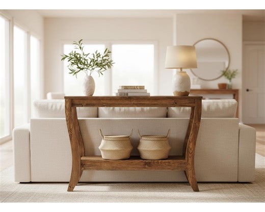 Solid Wood Console Table, Rustic Farmhouse Entryway Storage Shelf Furniture - Etsy