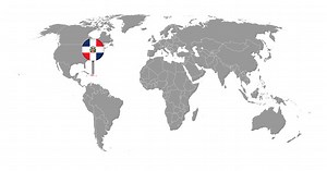 Pin map with Dominican Republic flag on world map. Vector...