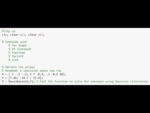 Gaussian elimination in Matlab using nested for loops