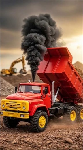 MASSIVE Dump Truck EXPLODES With Smoke & Dumps Dirt! 🚛💥 Soviet Toy #shortvideo #shorts