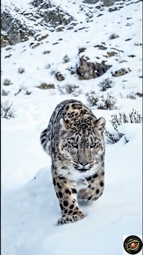 Majestic Snow Leopard Walking in Deep Winter Snow ❄️