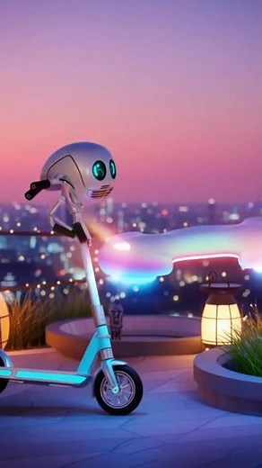 🤖💖 Scooter Bot Falls in Love with a Hoverboard! 😅✨ #robot #shorts #feedshorts