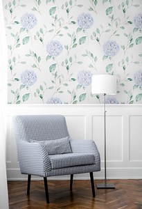 Watercolor Blue Hydrangea Wallpaper Peel & Stick, Floral Wallpaper for Girls Room, Blue Flower Wallpaper Nursery, Self Adhesive Removable - Etsy