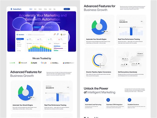 Marketing Automation SaaS Website Design | CRM & Sales Dashboard