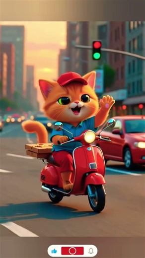 Hardworking Orange Cat Pizza Delivery Story | 3D Cartoon Cat Animation