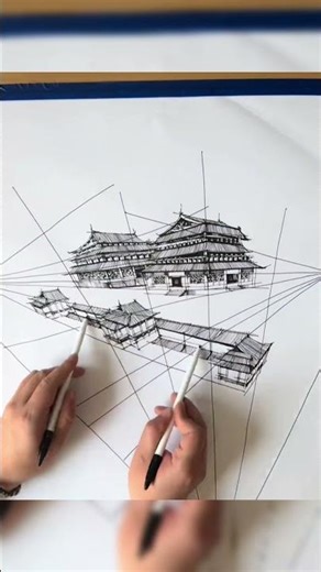 Two-Hand Fountain Pen Drawing | Perspective Sketch Study