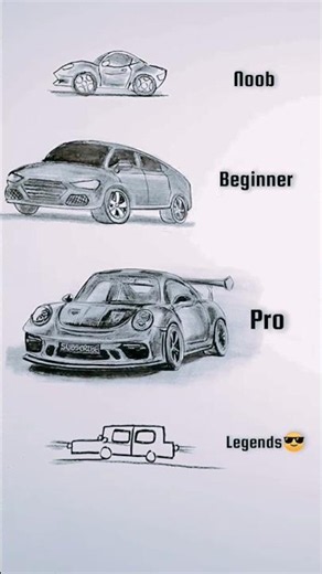 how to draw a Car noob 🆚 beginner🆚 Pro 🆚 legend || #viral #