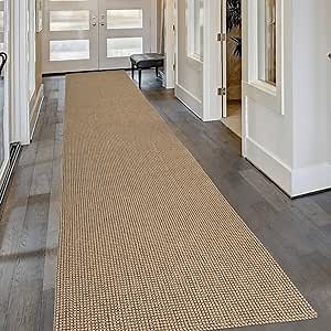 KOZYFLY Extra Long Runners for Hallways 2.6x16 ft Washable Kitchen Runner Non Slip Rubber Backed Hallway Rug Cotton Entryway Runner Rug Floor Carpet for Indoor Hall, Kitchen, Stair, Tan/Orange/Brown