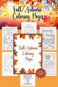 Fall Coloring Pages for Adults -autumn Printable Coloring PDF and PNG Download,| Fall Sayings Pumpkins and Cozy Autumn Thanksgiving 35 Pages - Etsy