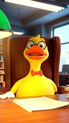 Office Duck Working Hard and Checking Files – So Cute!#