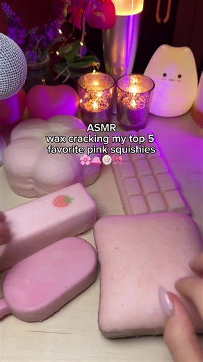 my top 5 favorite squishies 🌸 👛 🎀 🍓 #asmr #squishy #waxcracking #asmrforsleep #satisfyingvideos