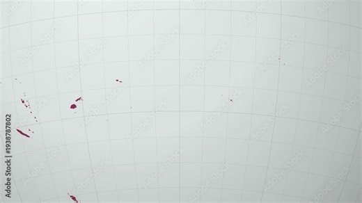 Cook Islands map. Animated zoom into the country on the Globe in Pale Mint Dark Pink color palette. Country logo animation with round text and airplanes. Map with meridians, parallels. Awesome video.