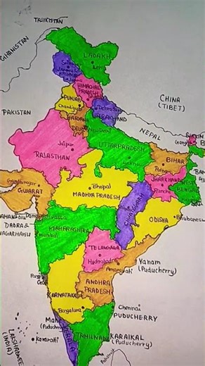 INDIA STATES & UNION TERRITORIES MAP #india #map