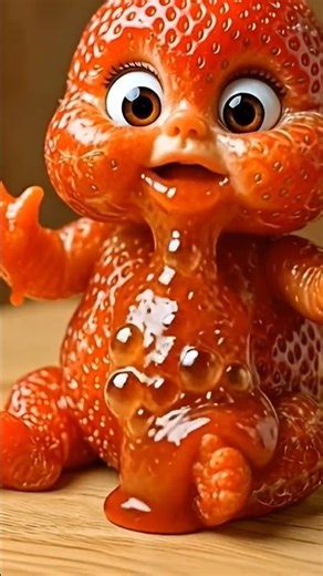 Hungry Strawberry Baby! 🍓 What fruit next? 👇 #shorts