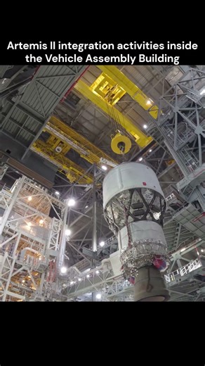 Artemis II integration activities inside the Vehicle Assembly Building #shorts