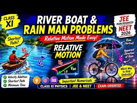 Relative Motion Tricks | River Boat & Rain Man Problems Explained | Class XI Physics | JEE/NEET