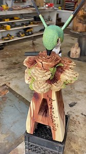 Hummingbird carved out of aromatic cedar. Did you know you’re supposed to change your humming bird feeders like every three days? | Hubbart Wood