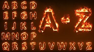 Fire Letter Alphabet. Burning Letter A to Z