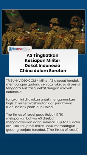 AS Siapkan Gudang Senjata Dekat Indonesia, Tetangga RI Disiapkan jadi Basis Tempur Hadapi China