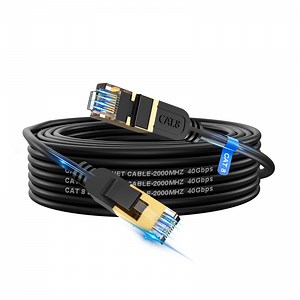 Cat 8 Ethernet Cable 30ft, Outdoor&Indoor, Heavy Duty High Speed 26AWG, 2000Mhz with Gold Plated RJ45 Connector, Weatherproof S/FTP UV Resistant for Router, Modem, PC, Gaming