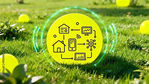 Smart home technology diagram on grass