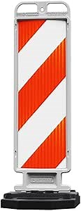 Plasticade Crosscade Vertical Panel Traffic Channelizer with Double-Sided 12" x 36" HIP Retroreflective Sheeting and 28 lbs Recycled Rubber Base, Made in the USA