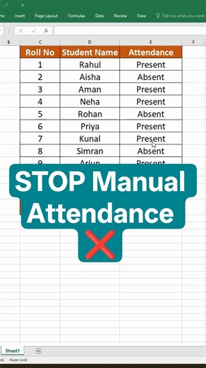 Excel COUNTIF Explained with Attendance Example 💯🔥 #shortsfeed #viralvideo #excel