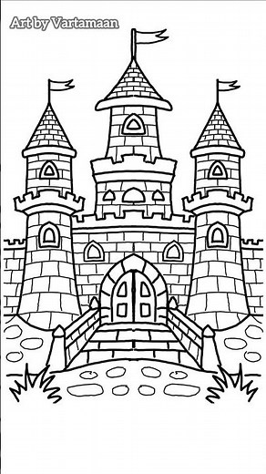 How to draw Castle Drawing easy | step by step tutorial #castle #stepbystep #drawing #art #shorts