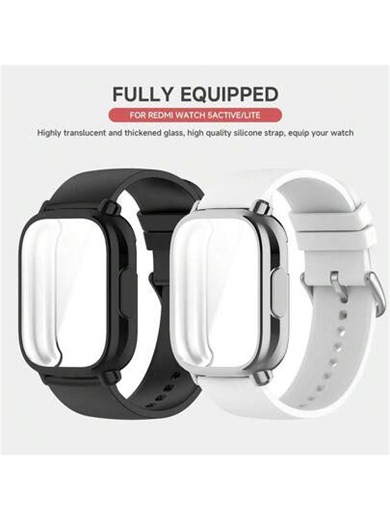 TPU Case+Strap Compatible With Redmi Watch 5 Active Band Soft Screen Protector Compatible With Redmi Watch 5 Lite Breathable Silicone Sports Band | SHEIN