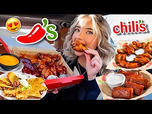 Eating Chili's Menu Items I've NEVER TRIED BEFORE! honey chipotle mozz, wings & more!