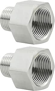 Beduan Garden Hose Adapter, 3/4" GHT Female x 3/4" NPT Male Connector,GHT to NPT Adapter Stainless Steel Garden Hose to Pipe Fittings Connect (Pack of 2)