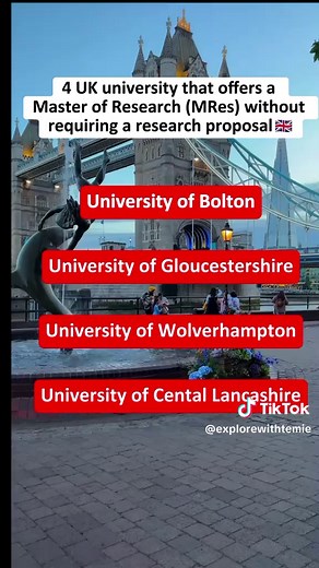 Study Master of Research (MRes) in the UK Without Proposal