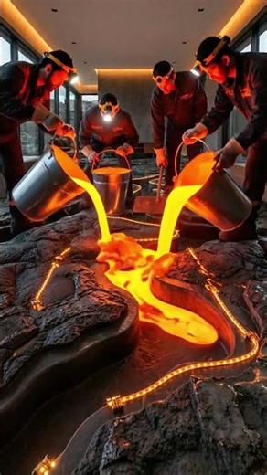 Building a Real Lava Floor from Scratch | Epoxy + Stone Transformation #home #renovation #diy