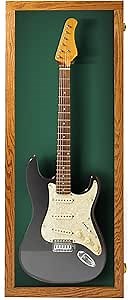 PENNZONI Electric Guitar Display Case - Acrylic Guitar Display Case Wall Mount Made from Hardwood & Clear Acrylic - Natural Oak w/Green Felt