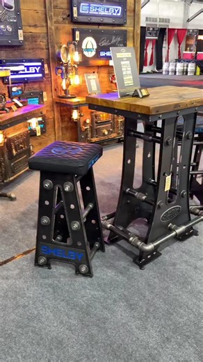 We're obsessed with these industrial tables and bars! And yes, you can customize the seat top with embroidery and your info. #shawncarling #machineagelamps #barnwooddecor #automotive #pubtable #mancave #decore #industrialdesign #handmade #madeinusa #workhardstayhumble #industrialdesign #woodmetal #madeinusa #smallbussiness #retrodesign #customfurniture #vintageindustrialstyle #customdesign #customfurniture #modernindustrialstyle #modernindustrialfurniture #woodandsteel #woodandsteelfurniture #lu