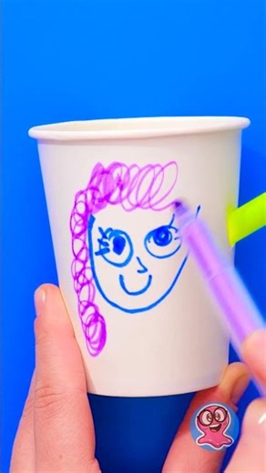 ว้าว! ฉันตื่นมาทำแก้วกระดาษเป่าลม! 😲 🌬️ #DIY #การวาดภาพ