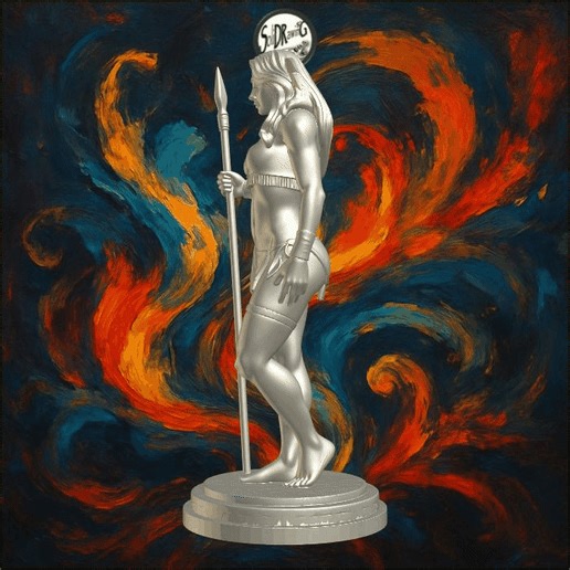 Tribal Warrior Woman With Spear – SoliDRawinGs SG3095