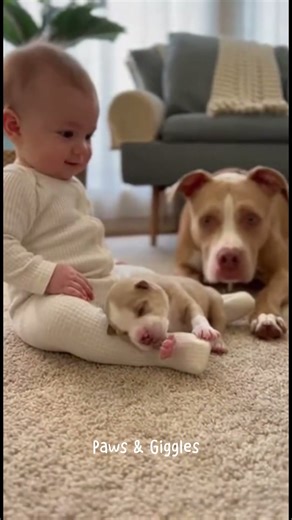Pit Bull Gently Introduces Her Puppy to the Baby 🥺❤️