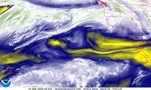 NOAA's GOES West (GOES-18) satellite is using its water vapor channel to monitor a Pacific storm system bringing rain and heavy mountain snow to parts of the West Coast. Winter Storm Warnings and Winter Weather Advisories are in effect for higher elevations of the Pacific Northwest. Latest updates and advisories: www.weather.gov | NOAA Satellite and Information Service