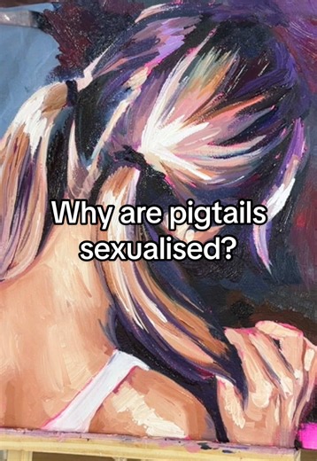 Why are pigtails sexualized? Painting number 13 in the Dirty Minded series 🤭 The collection will be released in August. If you’d like early access before the public release (and a discount), you can join my email list ;) Also, for those of you who are worried the Dirty Minded originals might be out of your budget, I recently released so. small original cigarette pack paintings I’ve been working on between the larger pieces. Three are still available on my website. #dirtyminded #oilpainting #mal