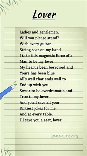 Lover - Taylor Swift (Lyrics) #songlyrics #english