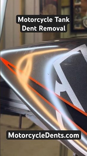 Dented Motorcycle Tank Repaired via the Paintless Dent Removal (PDR) Method. No Fillers / No Paint