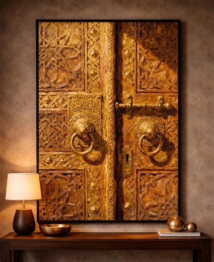 Moroccan Door Wall Art Printable, Gold Luxury Arabic Decor, Ornate Carved Door Painting, Large Statement Wall Art, Instant Download - Etsy