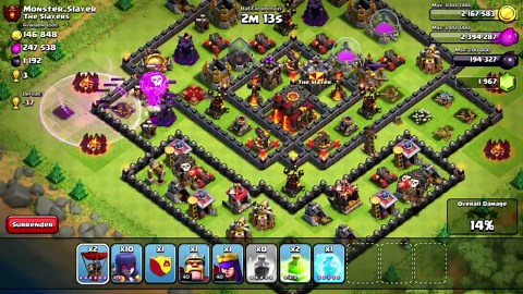 Clash of clans ALL SKELETON RAID ( w/ Super jumping Heroes!)