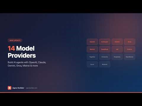 Agno Builder: 14 Model Providers — Build AI Agents with OpenAI, Claude, Gemini, Groq & More