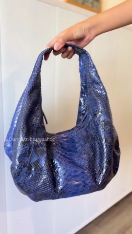 Blue Genuine Python Skin Hobo Bag, Soft Slouchy Shoulder Purse, Chic Everyday Bag - Etsy