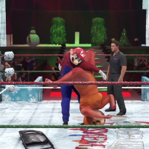 SUPER MARIO DEMOLISHES THE ENORMOUS GIANT IN A HISTORIC MATCH #mario #wrestlingfans #wrestlingfuture